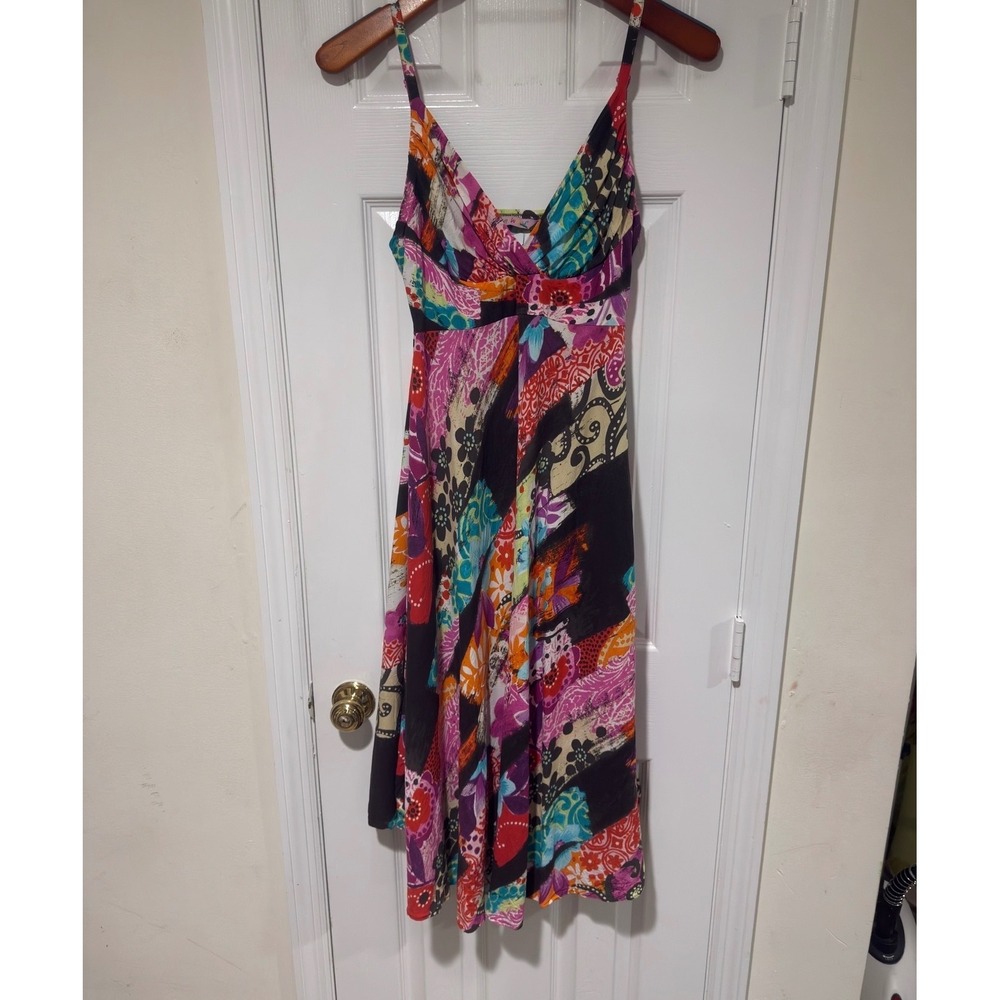 Jams World Sunis Large Multicolor Floral Abstract Midi Dress